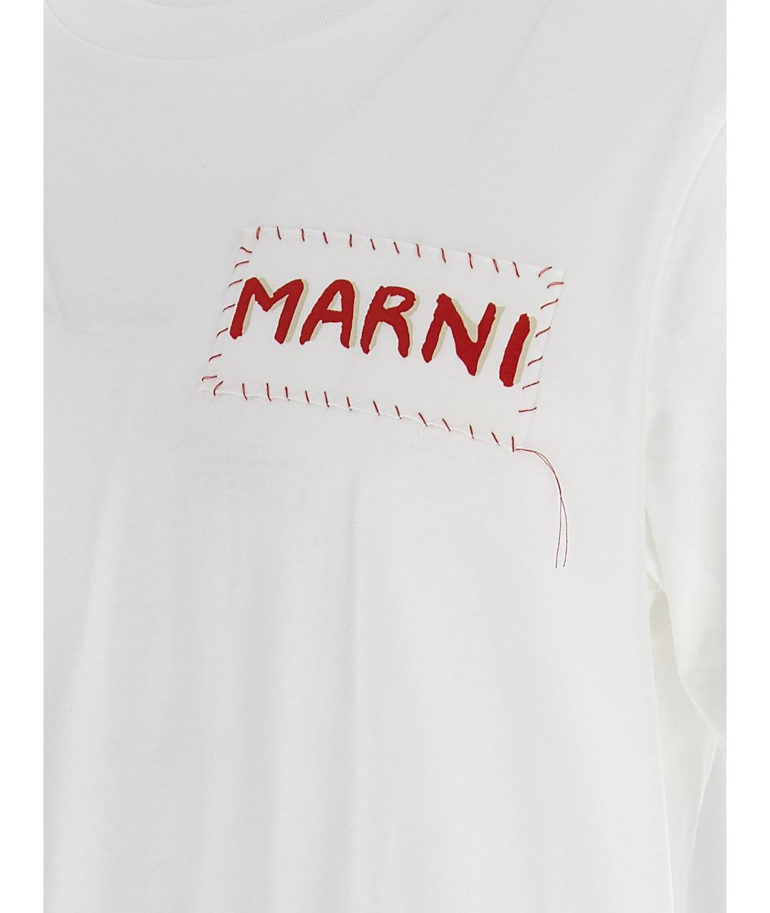 MARNI Белая хлопковая футболка, фото 4