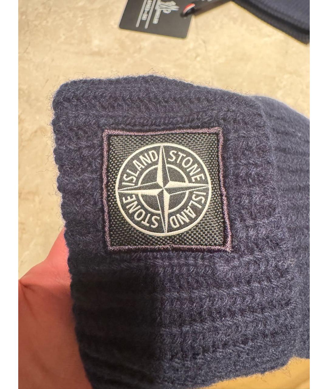 STONE ISLAND Темно-синяя шерстяная шапка, фото 3