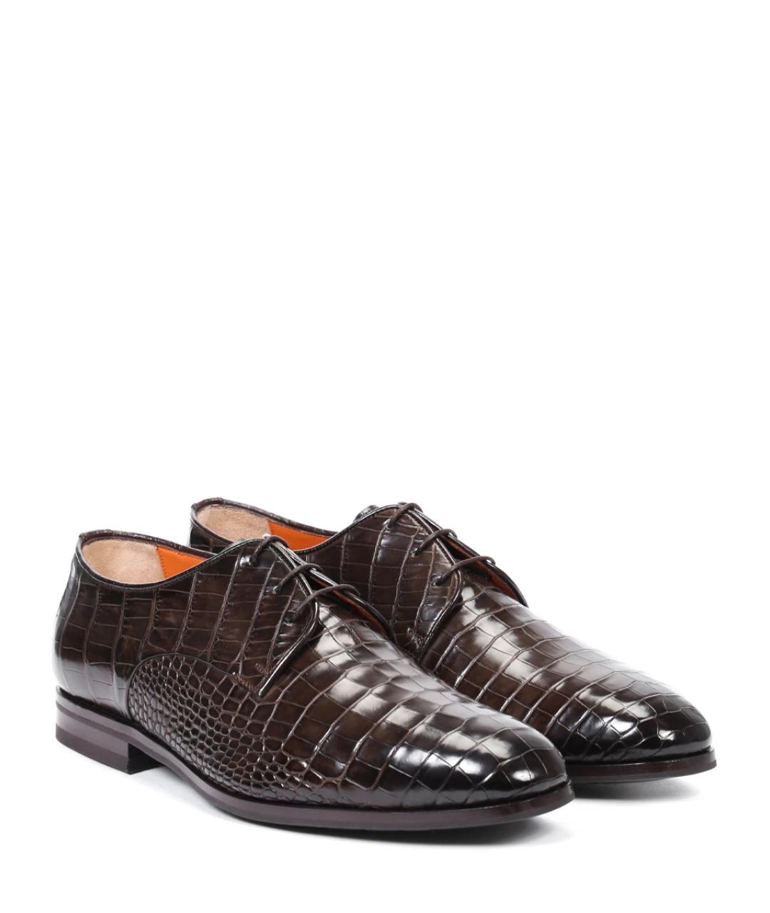 SANTONI Коричневые туфли из экзотической кожи, фото 2