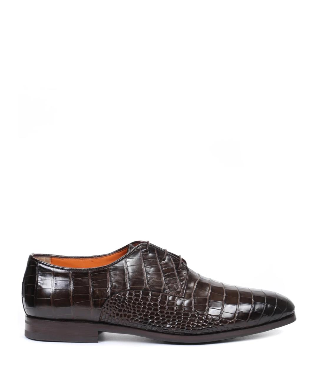 SANTONI Коричневые туфли из экзотической кожи, фото 1