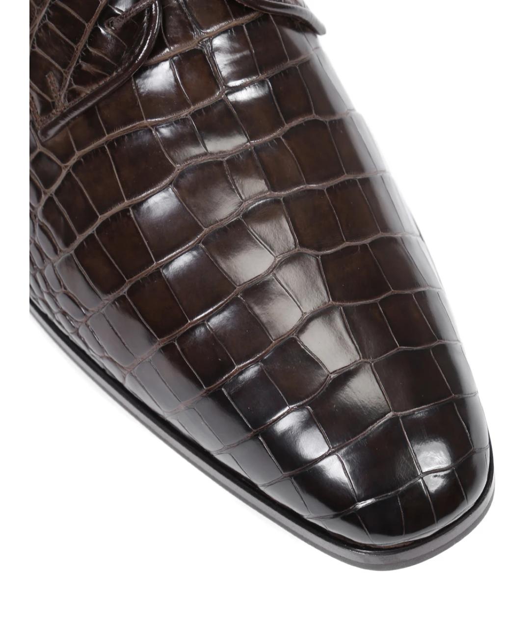 SANTONI Коричневые туфли из экзотической кожи, фото 5