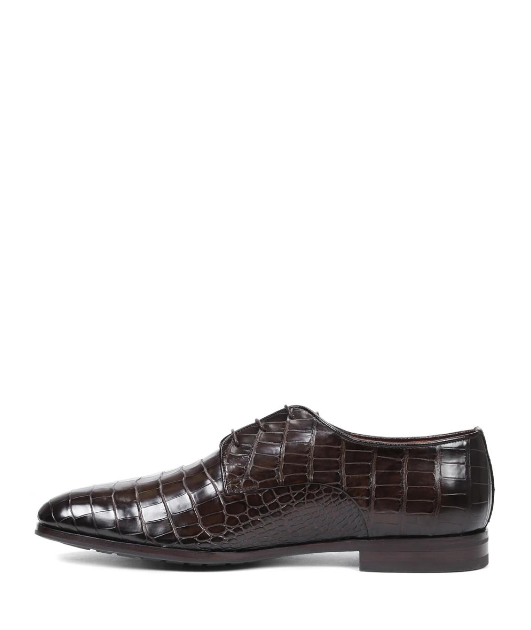 SANTONI Коричневые туфли из экзотической кожи, фото 3