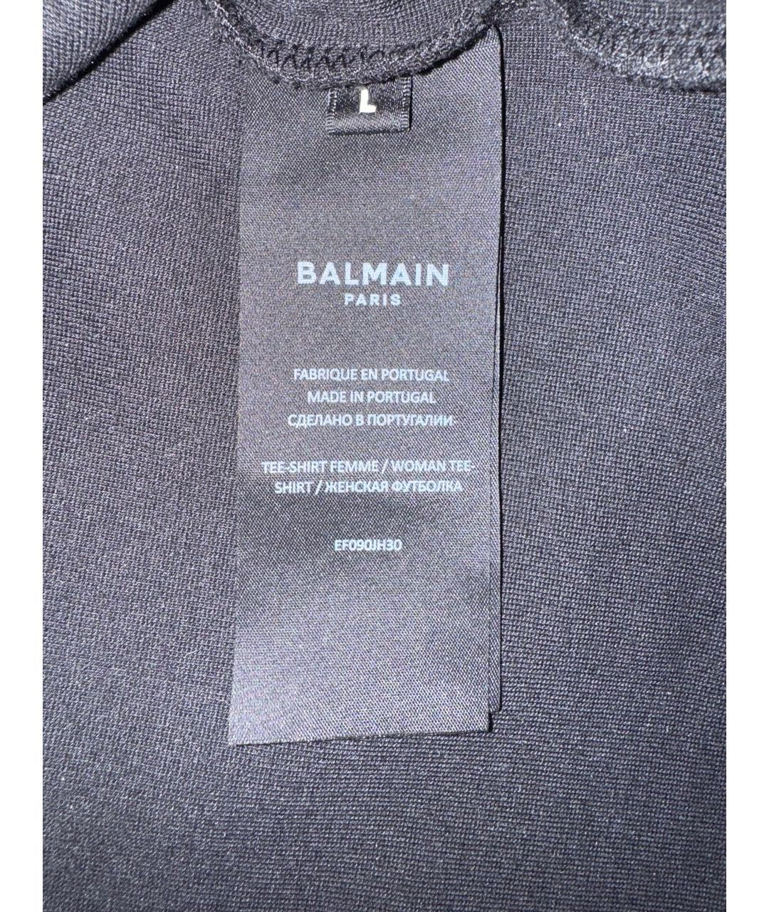 BALMAIN Черная хлопковая футболка, фото 2