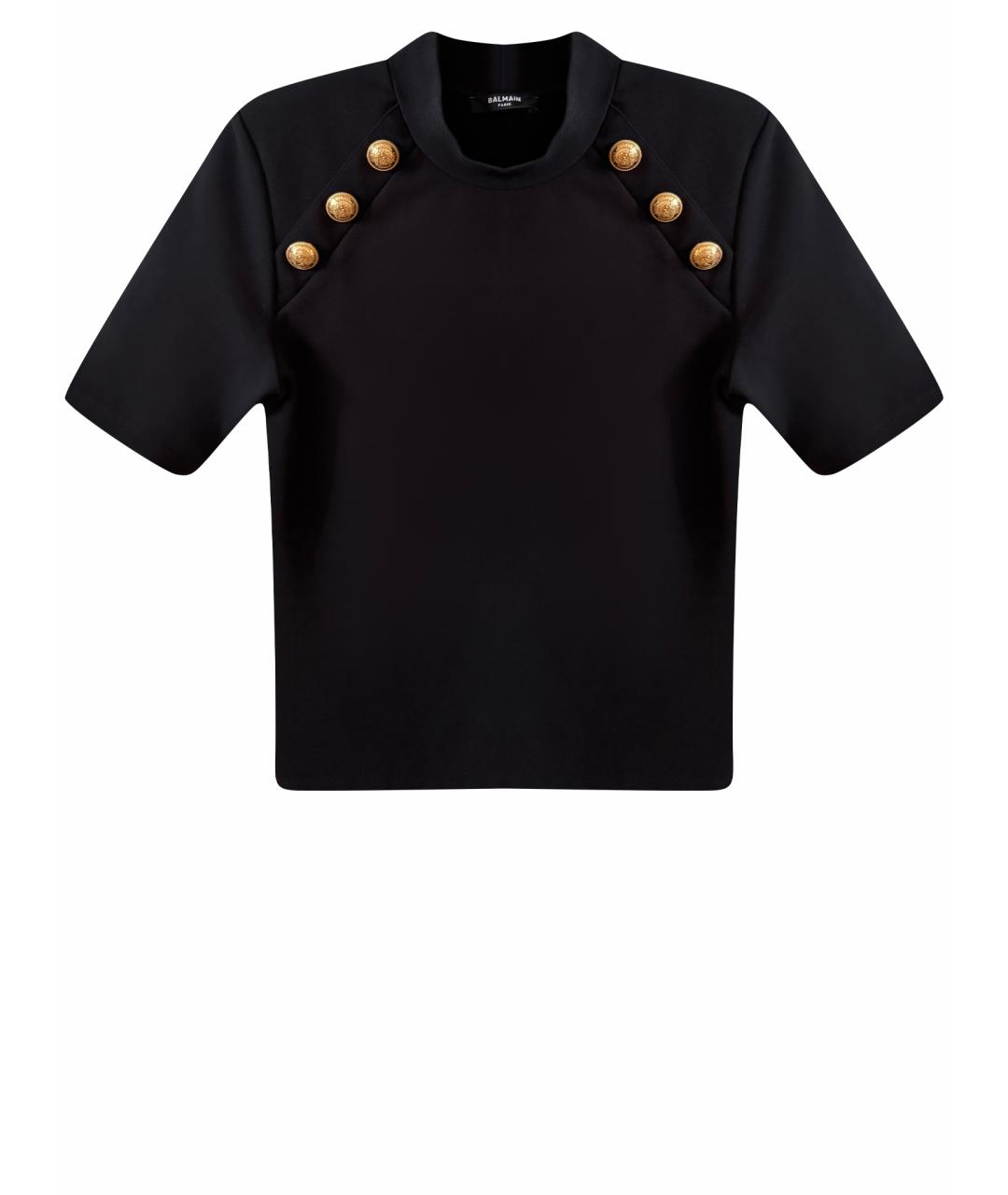 BALMAIN Черная хлопковая футболка, фото 1