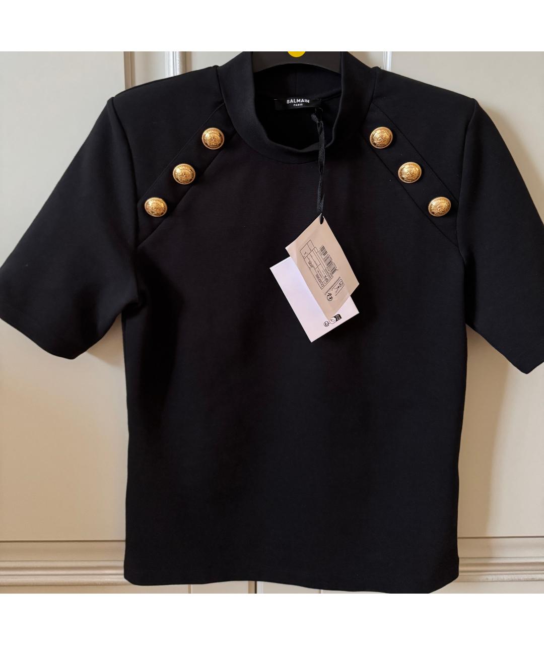 BALMAIN Черная хлопковая футболка, фото 4