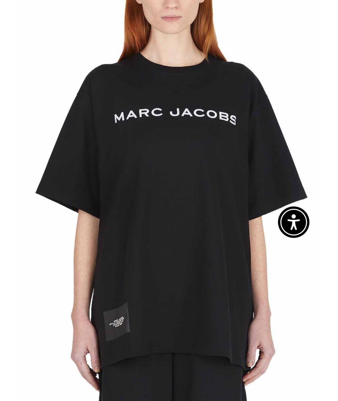 MARC JACOBS Черная хлопко-эластановая футболка, фото 3