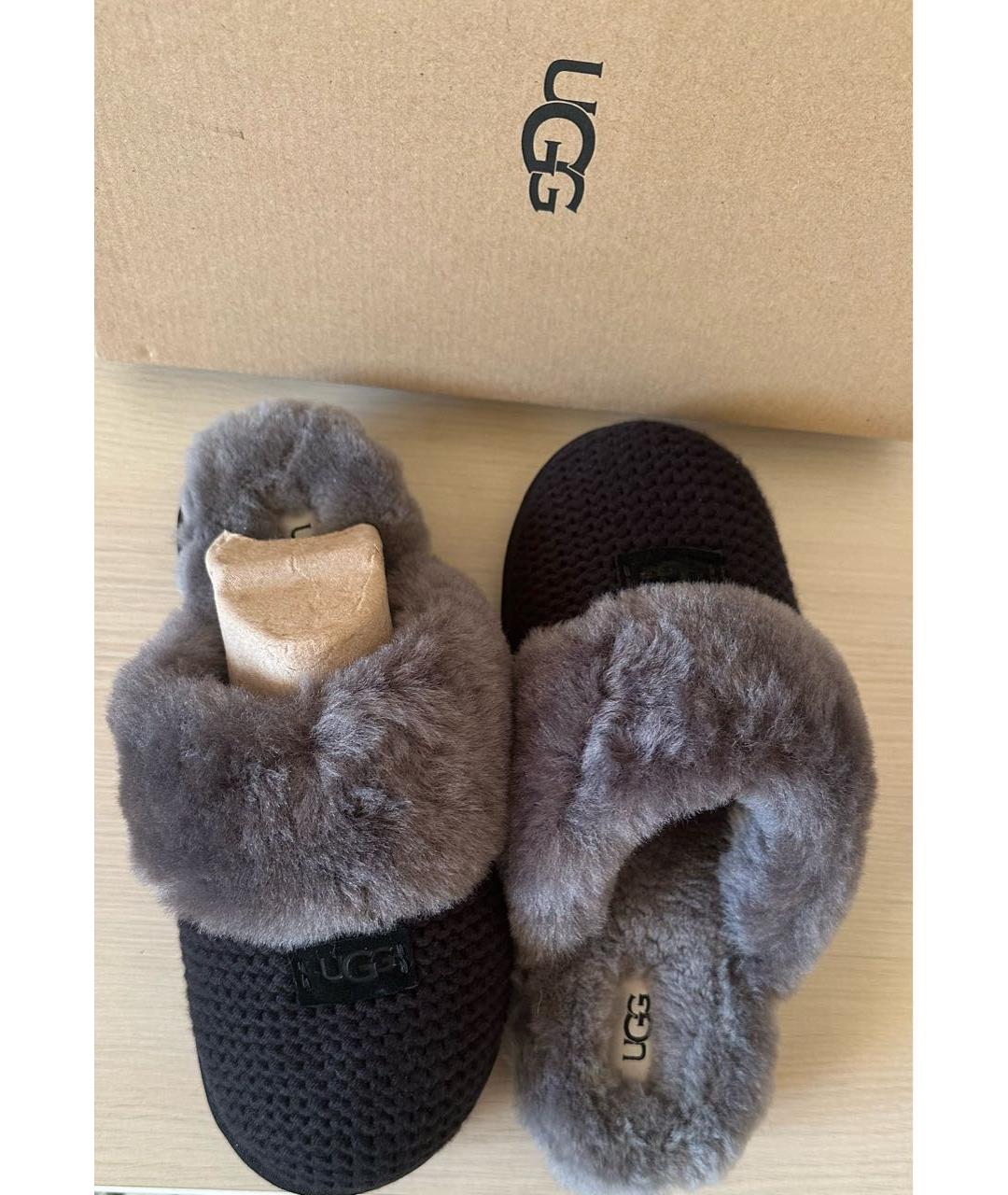 UGG AUSTRALIA Антрацитовые текстильные мюли, фото 3