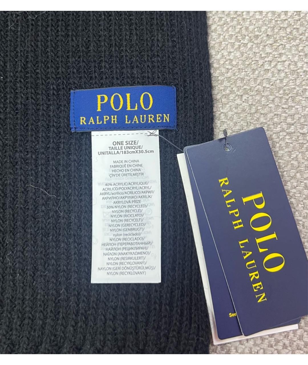 POLO RALPH LAUREN Черный шарф, фото 3