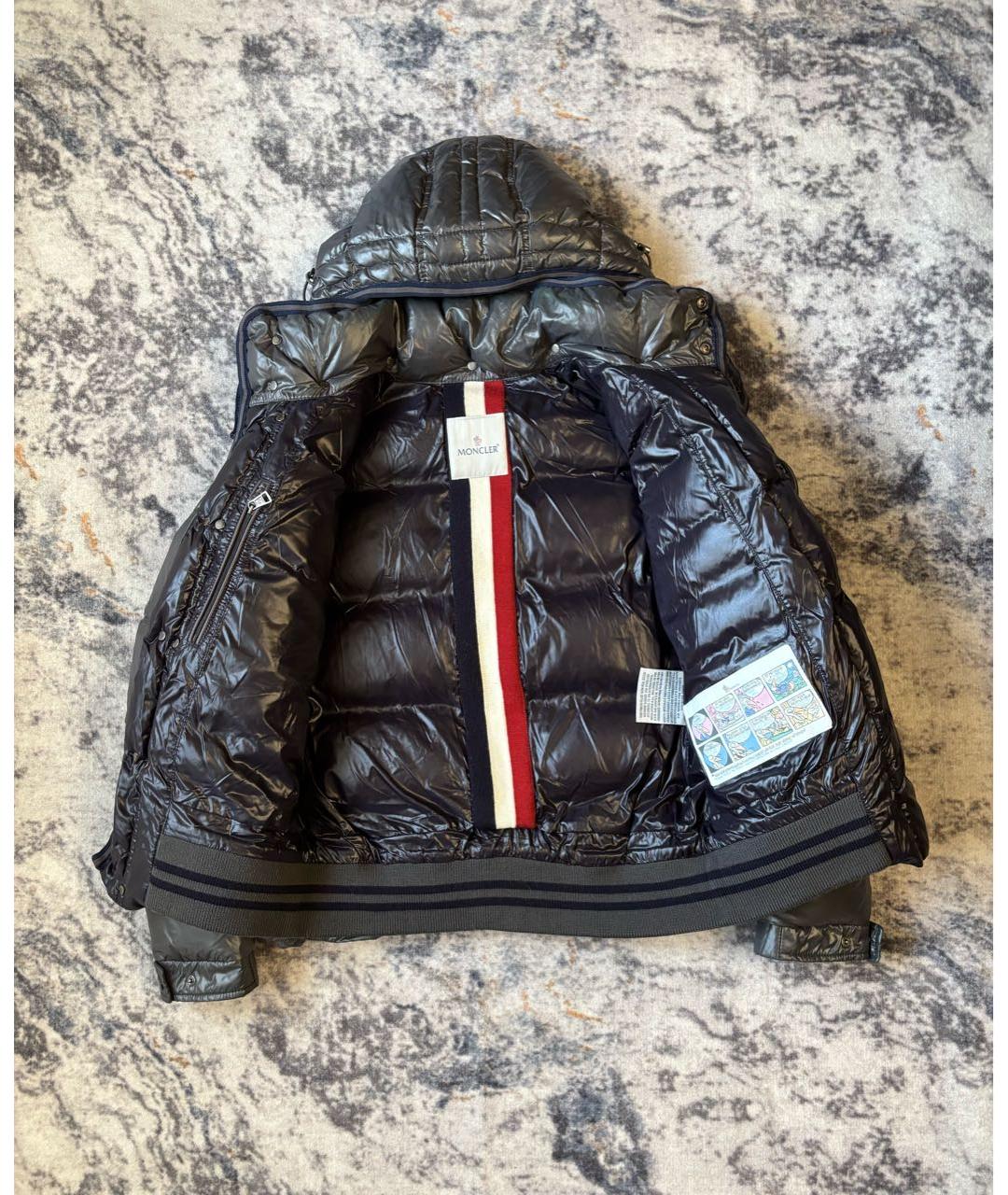 MONCLER Антрацитовый полиамидовый пуховик, фото 3