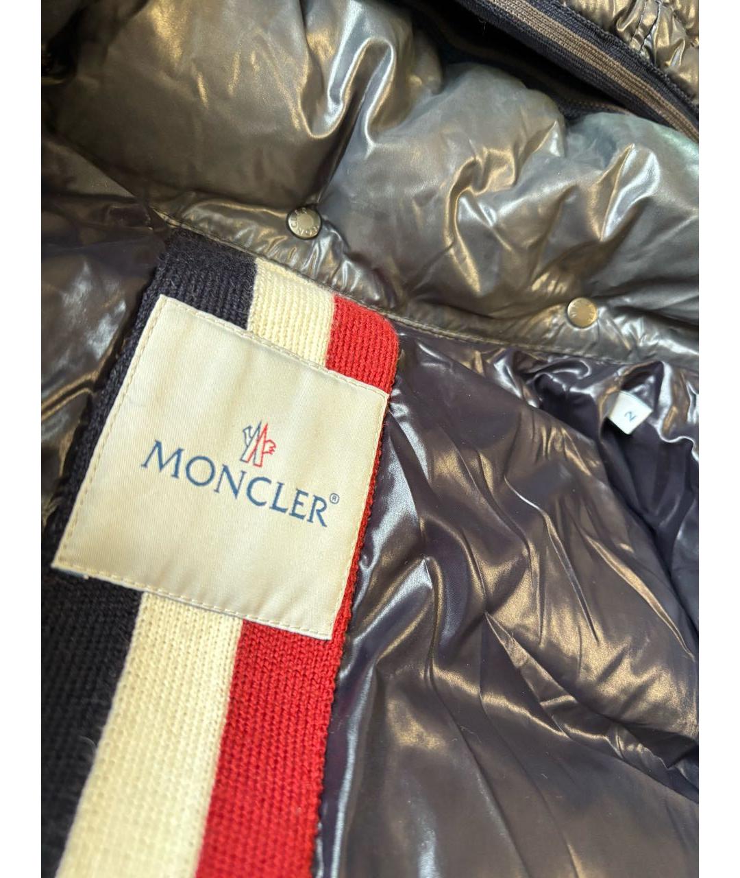 MONCLER Антрацитовый полиамидовый пуховик, фото 4