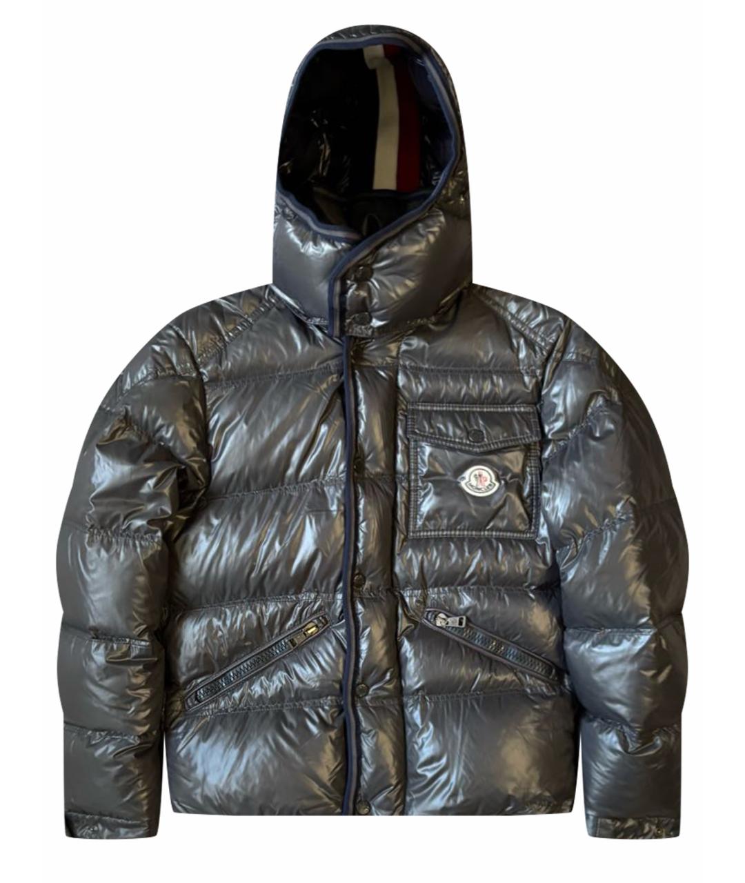 MONCLER Антрацитовый полиамидовый пуховик, фото 1