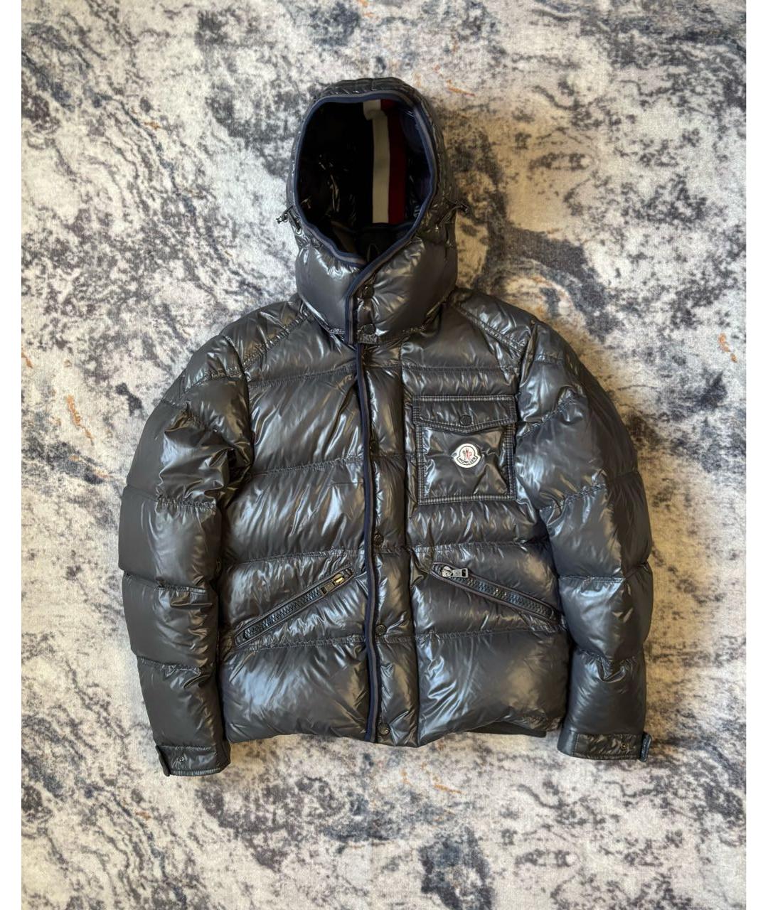 MONCLER Антрацитовый полиамидовый пуховик, фото 8