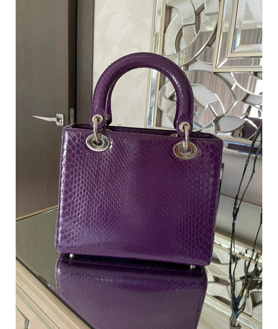 CHRISTIAN DIOR Фиолетовая сумка тоут из экзотической кожи, фото 2