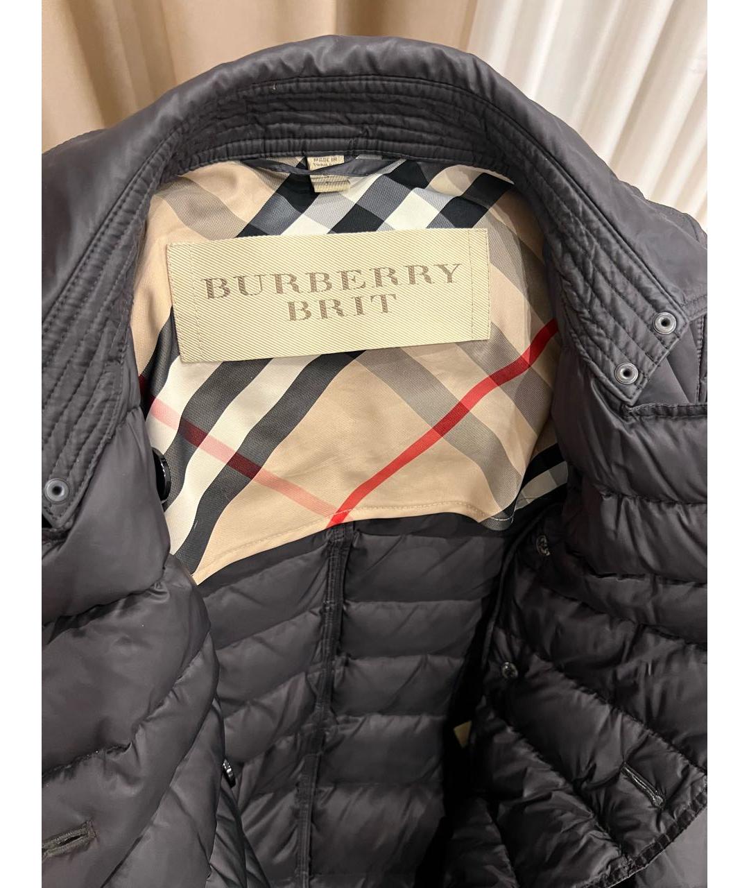 BURBERRY Серый полиэстеровый пуховик, фото 3