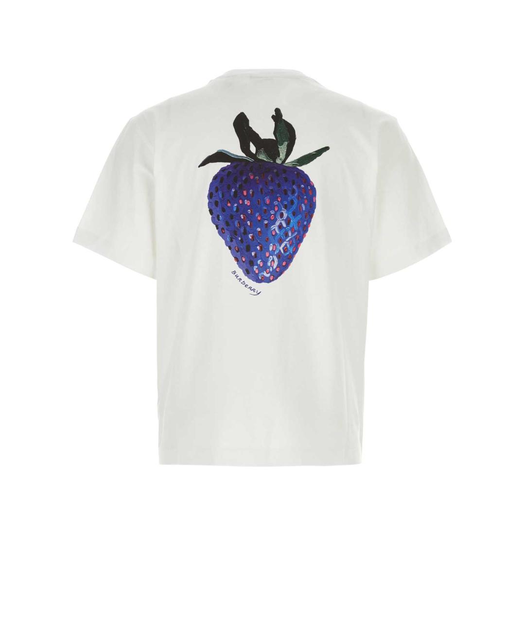 BURBERRY Белая хлопко-эластановая футболка, фото 2