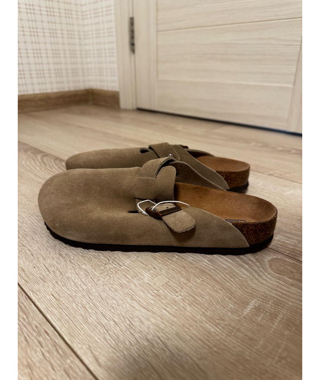 BIRKENSTOCK Бежевые замшевые сабо, фото 6