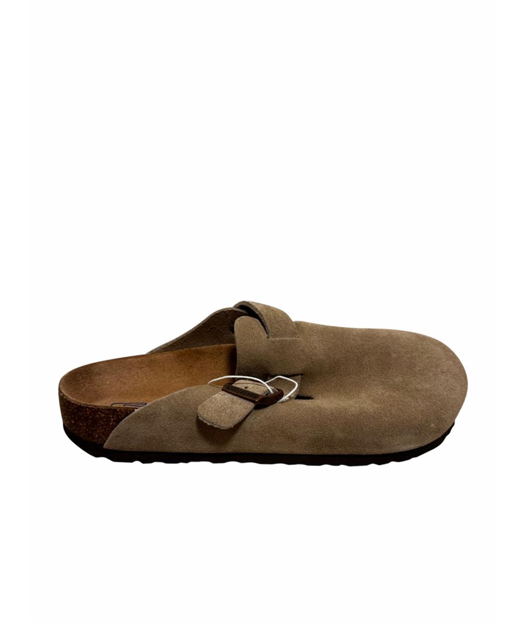 BIRKENSTOCK Бежевые замшевые сабо, фото 1