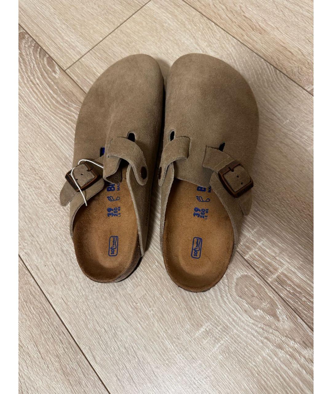 BIRKENSTOCK Бежевые замшевые сабо, фото 3