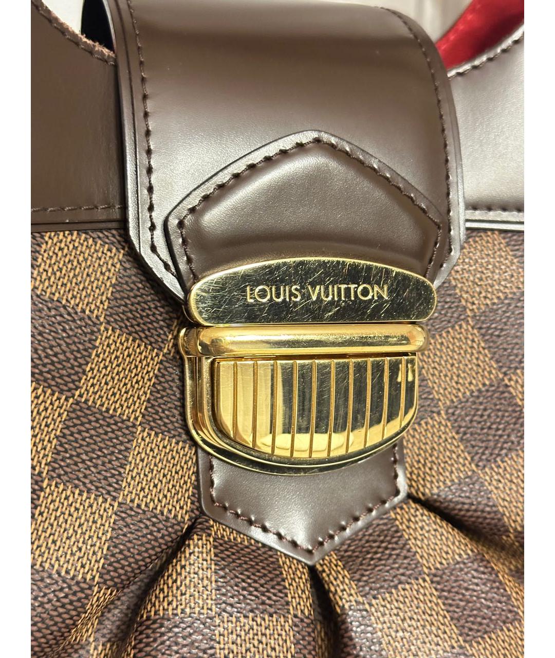 LOUIS VUITTON Коричневая кожаная сумка с короткими ручками, фото 5