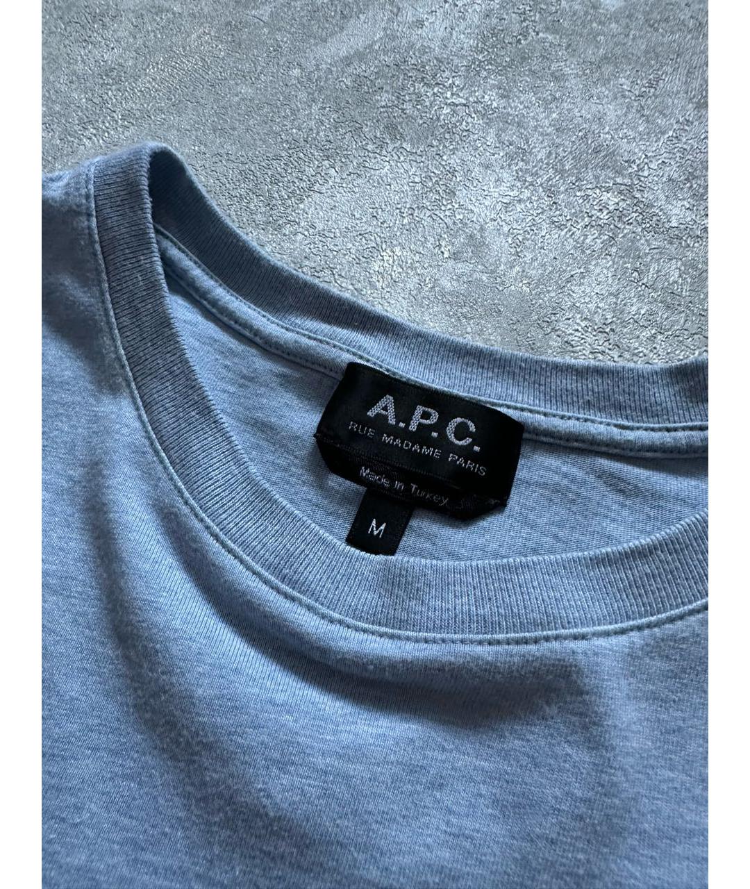 A.P.C. Голубая хлопковая футболка, фото 4