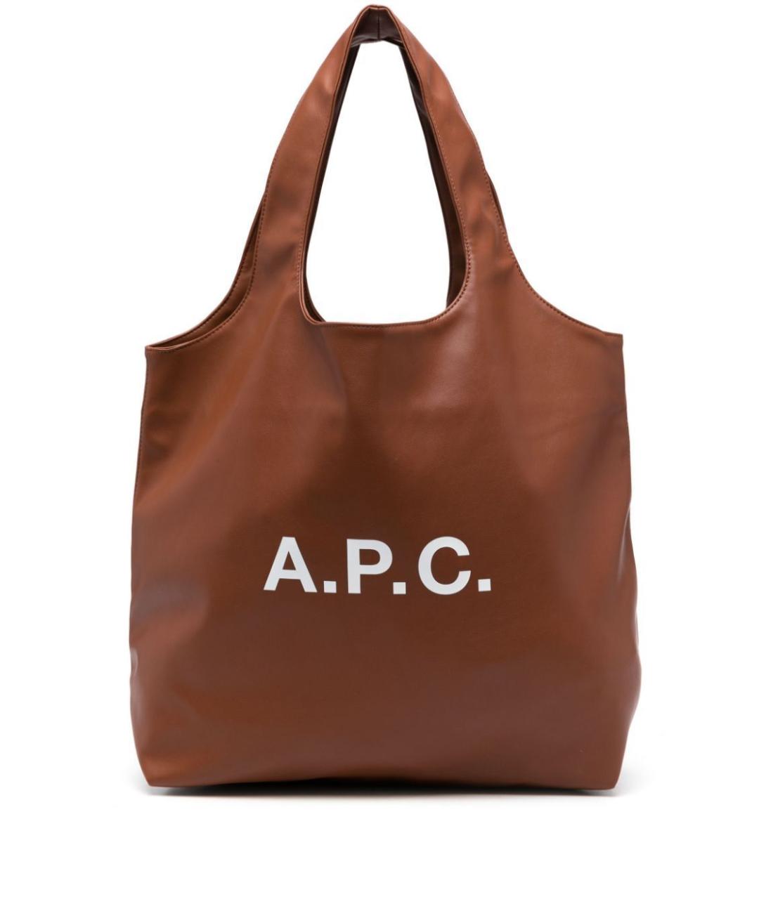 A.P.C. Коричневая синтетическая сумка тоут, фото 1