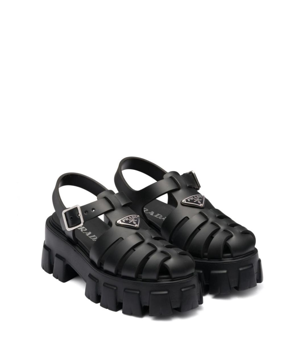 PRADA Черные синтетические сандалии, фото 2