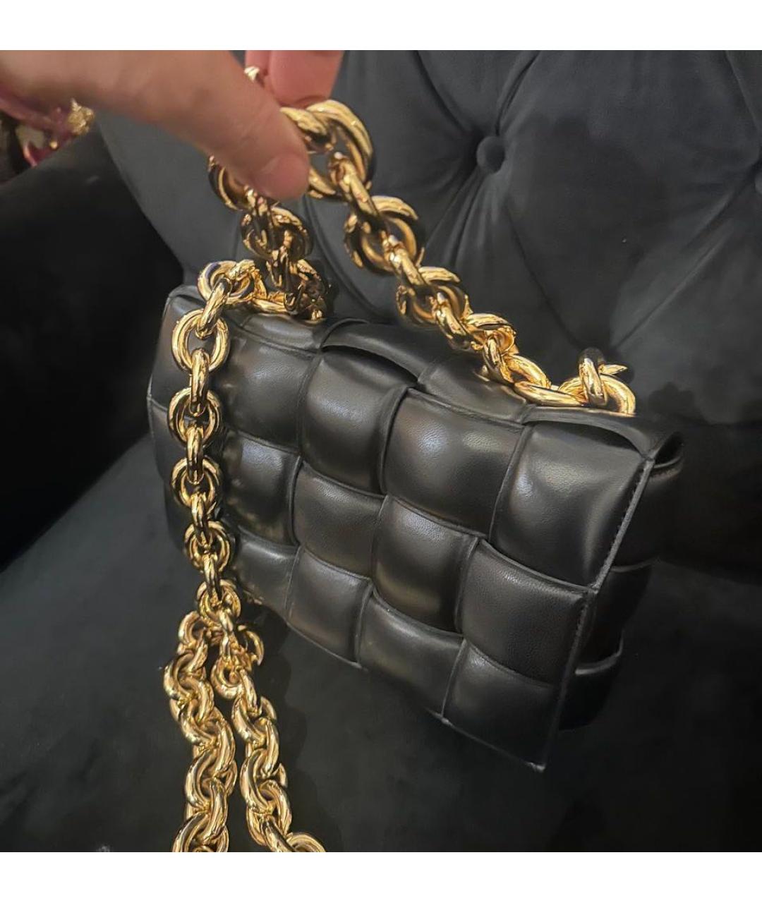 BOTTEGA VENETA Черная кожаная сумка через плечо, фото 2