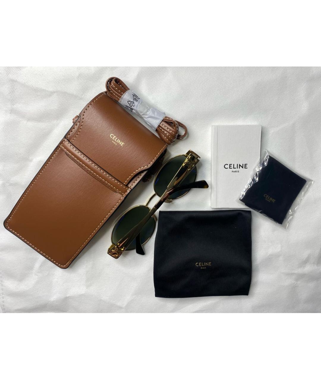 CELINE Золотые металлические солнцезащитные очки, фото 4