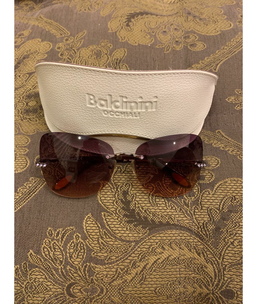 BALDININI Бордовые металлические солнцезащитные очки, фото 4