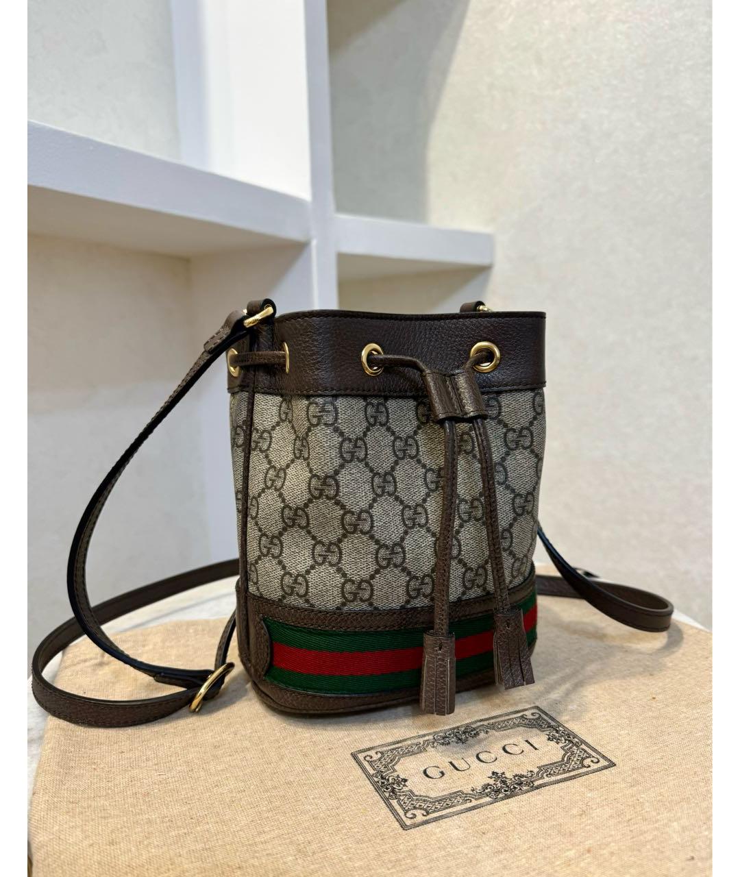 GUCCI Коричневая кожаная сумка через плечо, фото 3