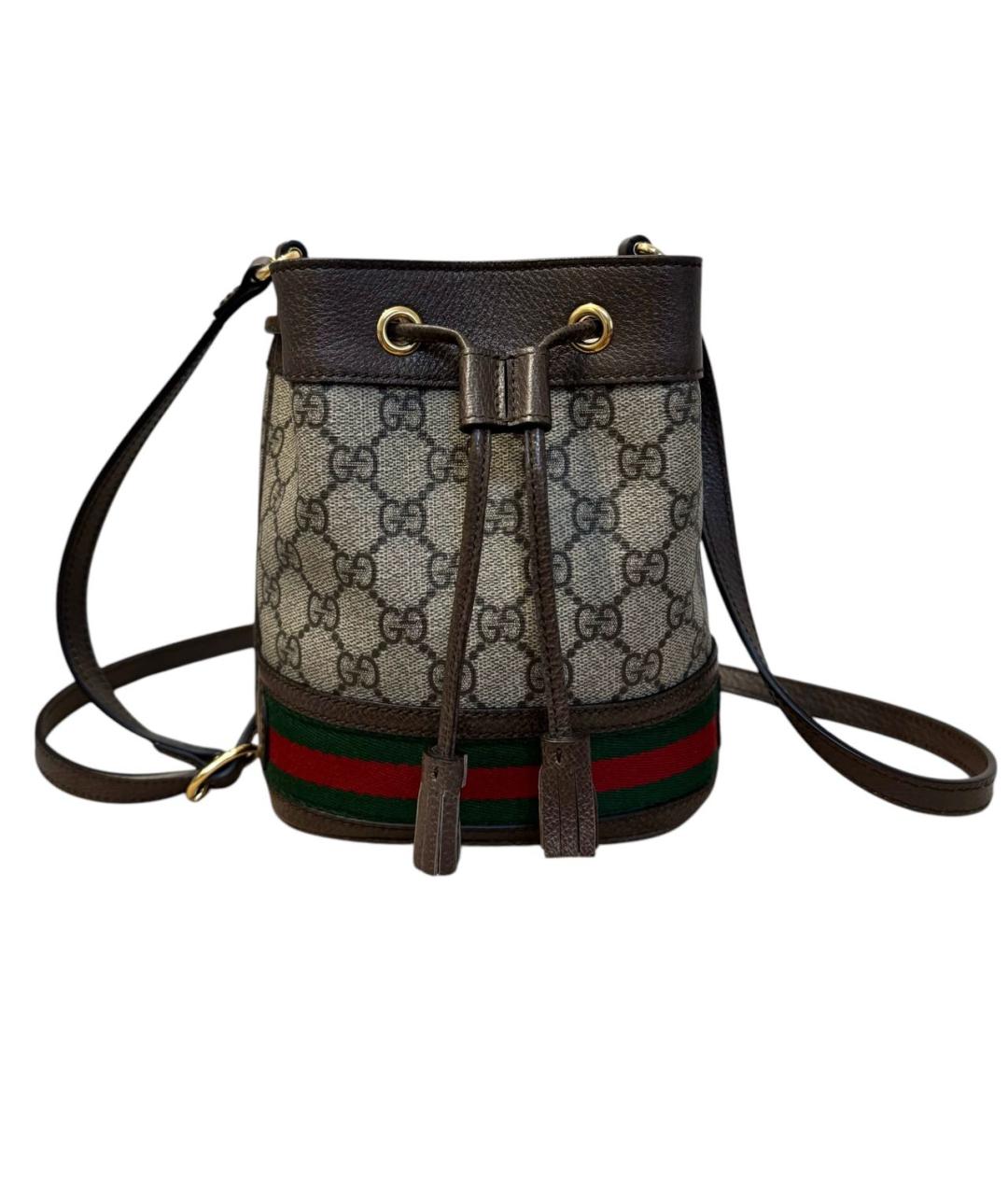 GUCCI Коричневая кожаная сумка через плечо, фото 1