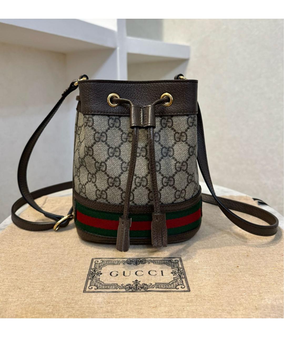 GUCCI Коричневая кожаная сумка через плечо, фото 2