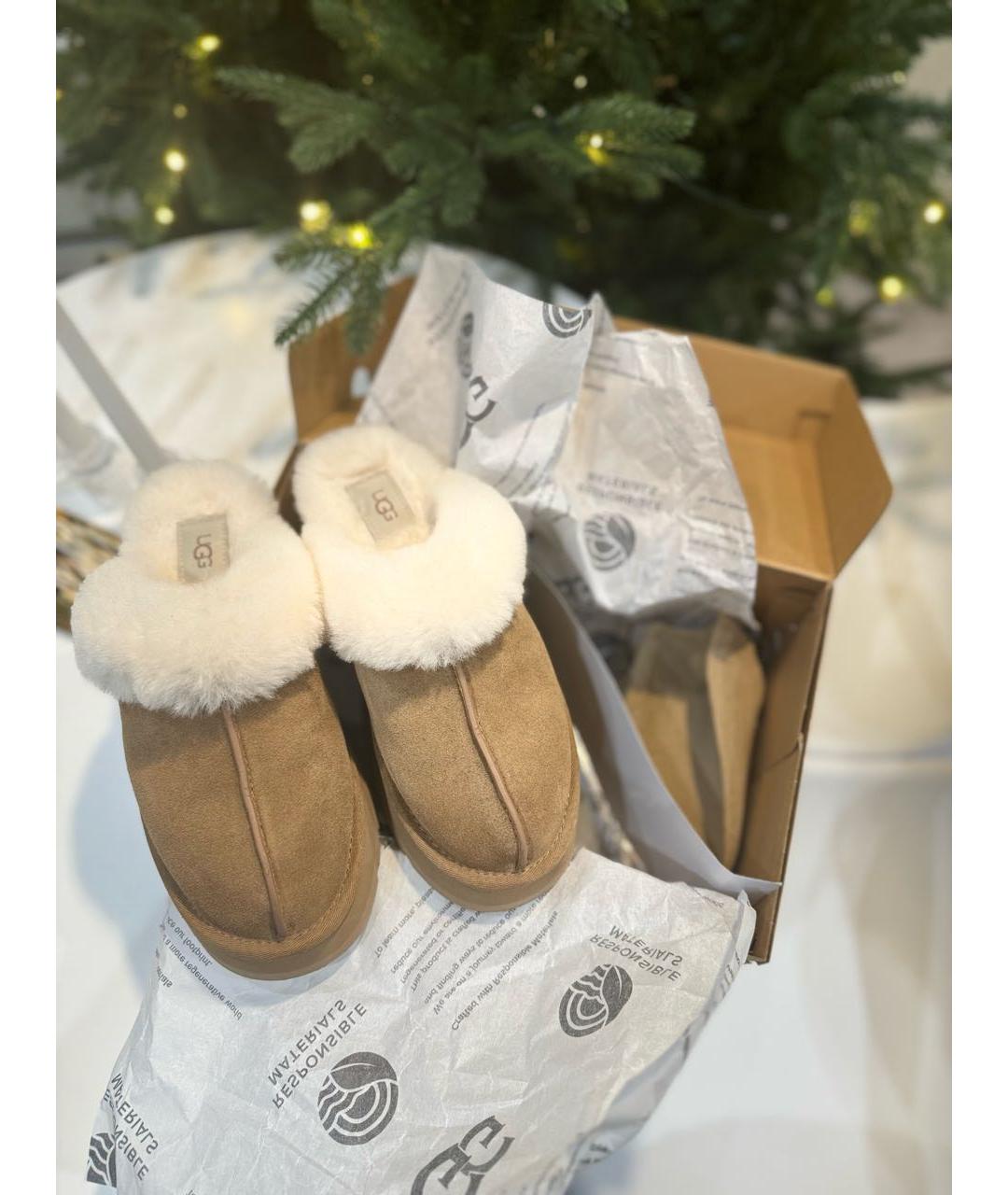 UGG AUSTRALIA Коричневые замшевые сабо, фото 4