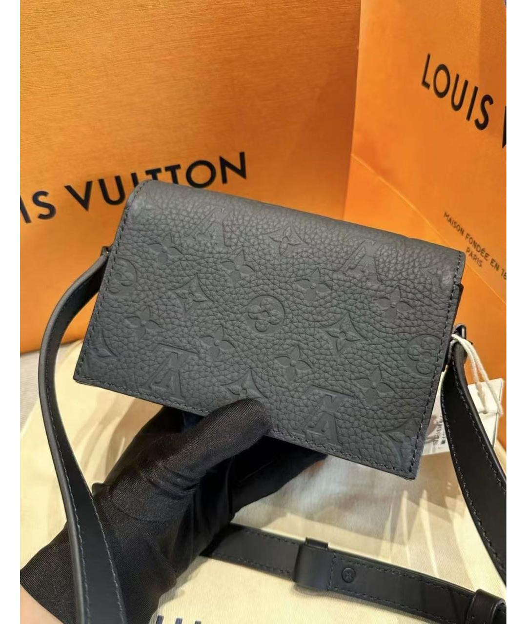 LOUIS VUITTON Черная кожаная сумка на плечо, фото 3