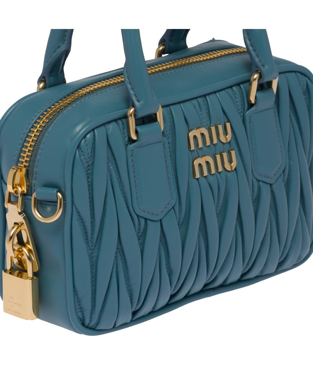 MIU MIU Бирюзовая кожаная сумка через плечо, фото 4