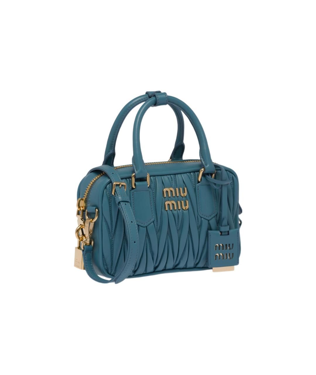 MIU MIU Бирюзовая кожаная сумка через плечо, фото 2