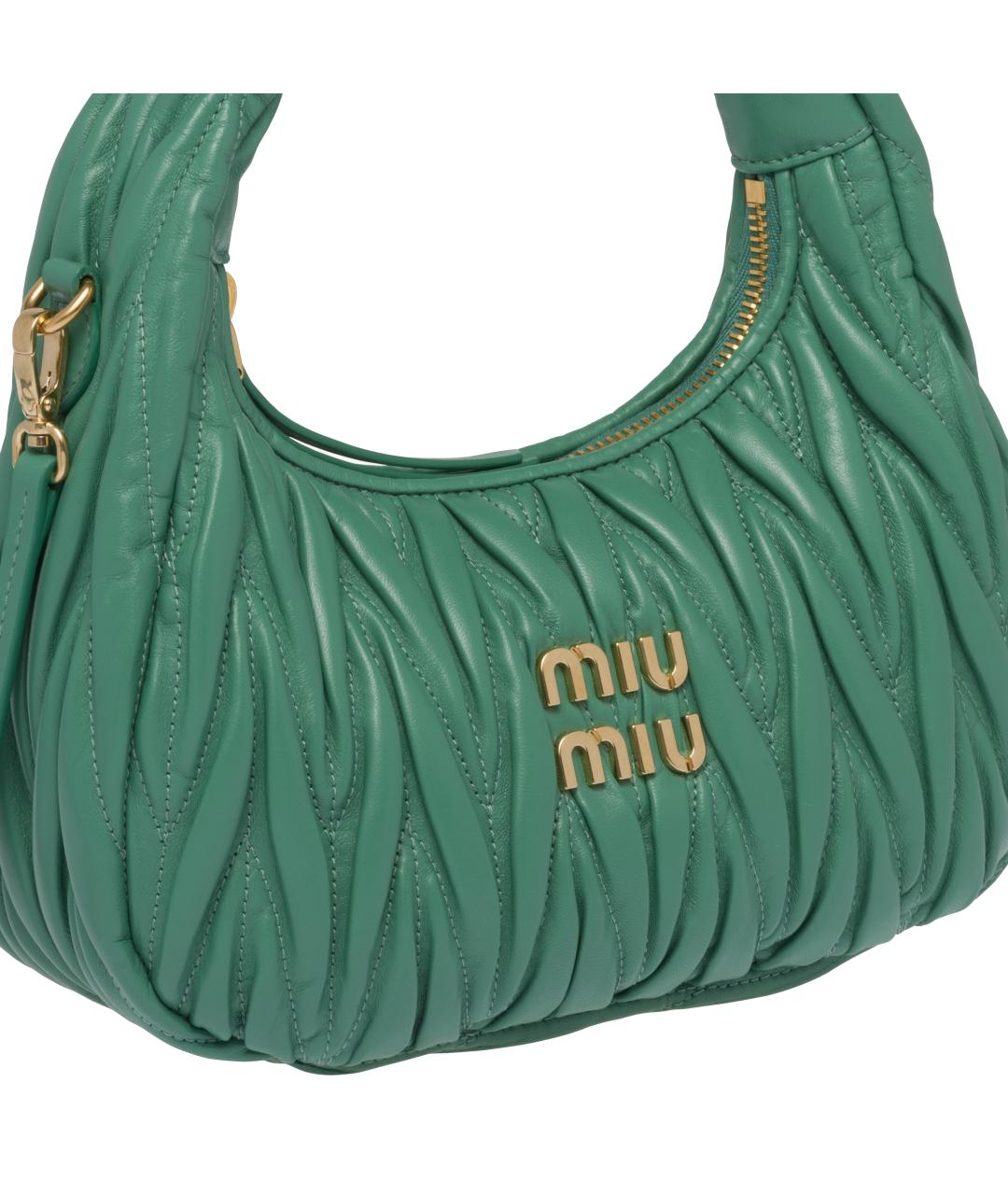 MIU MIU Зеленая кожаная сумка через плечо, фото 4