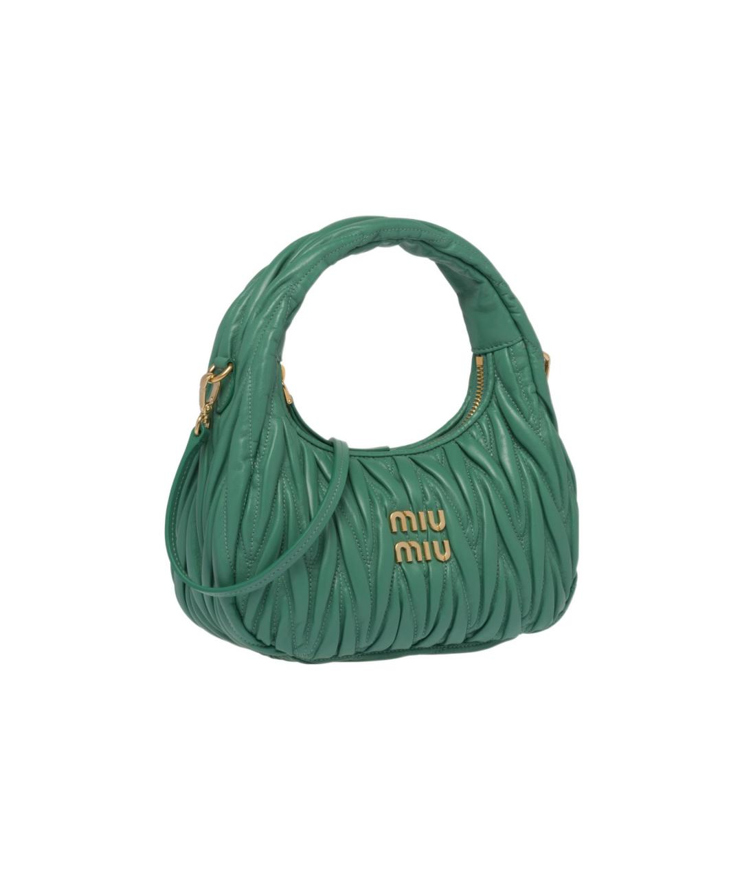 MIU MIU Зеленая кожаная сумка через плечо, фото 2