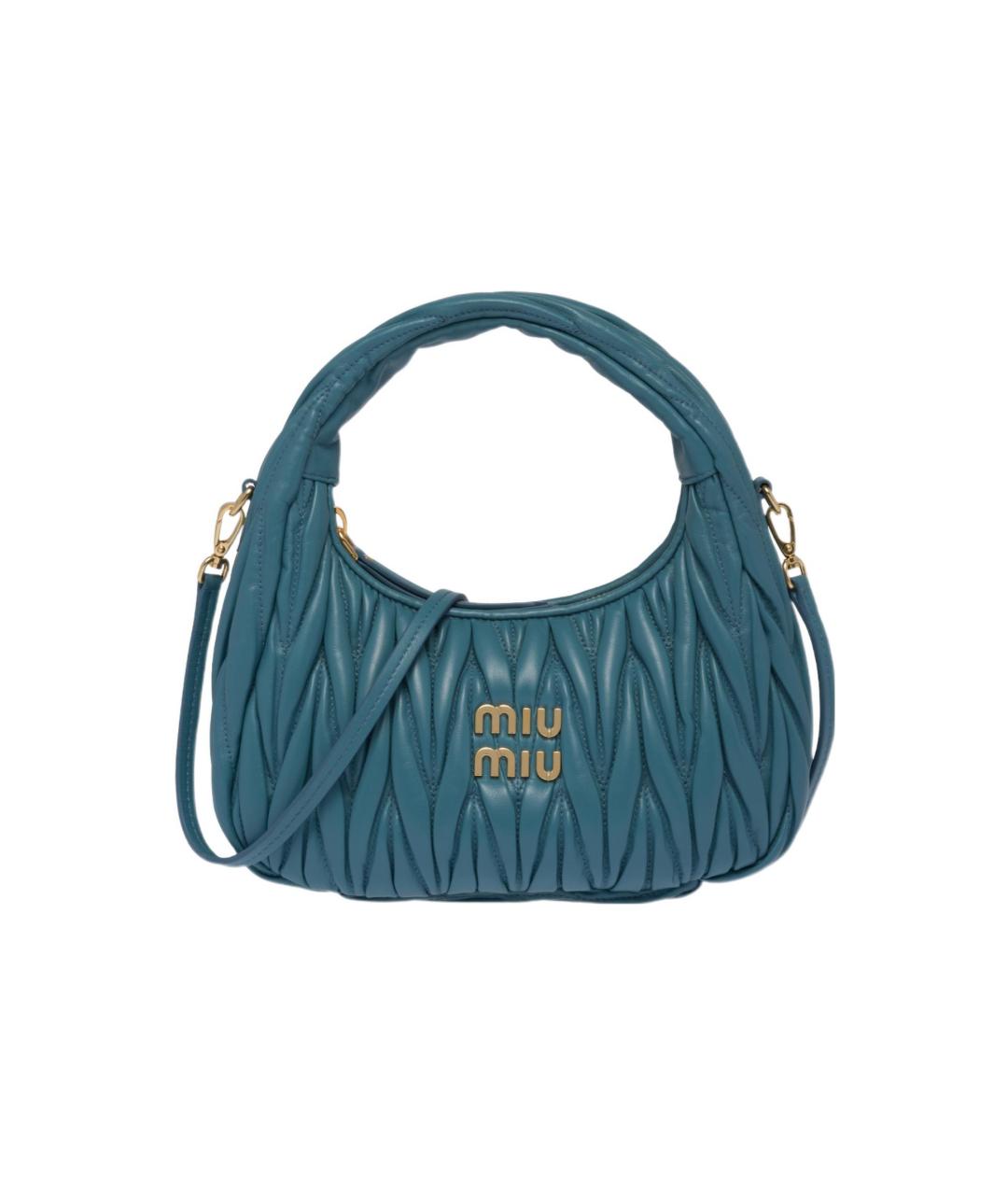 MIU MIU Бирюзовая кожаная сумка через плечо, фото 1