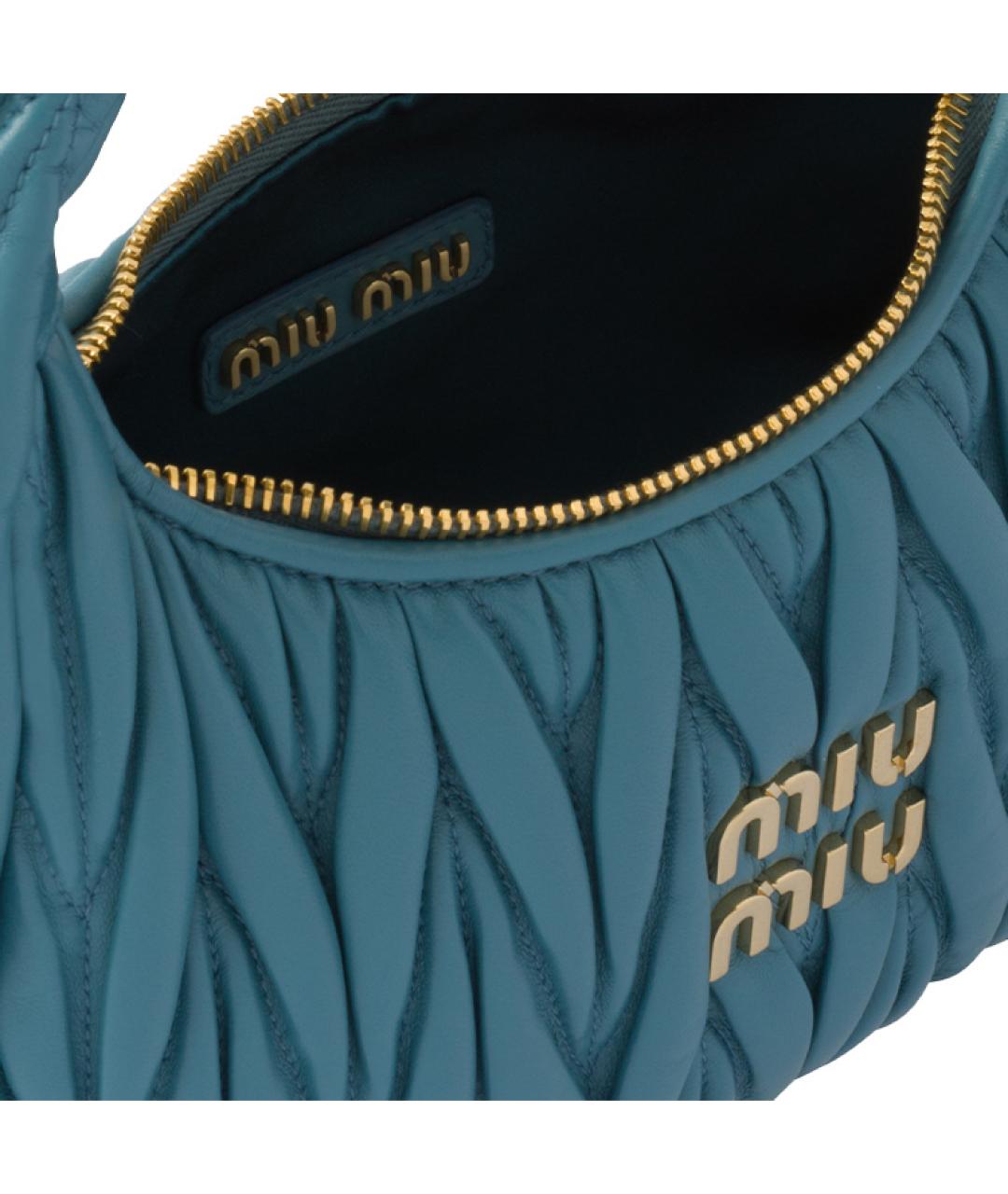 MIU MIU Бирюзовая кожаная сумка через плечо, фото 5