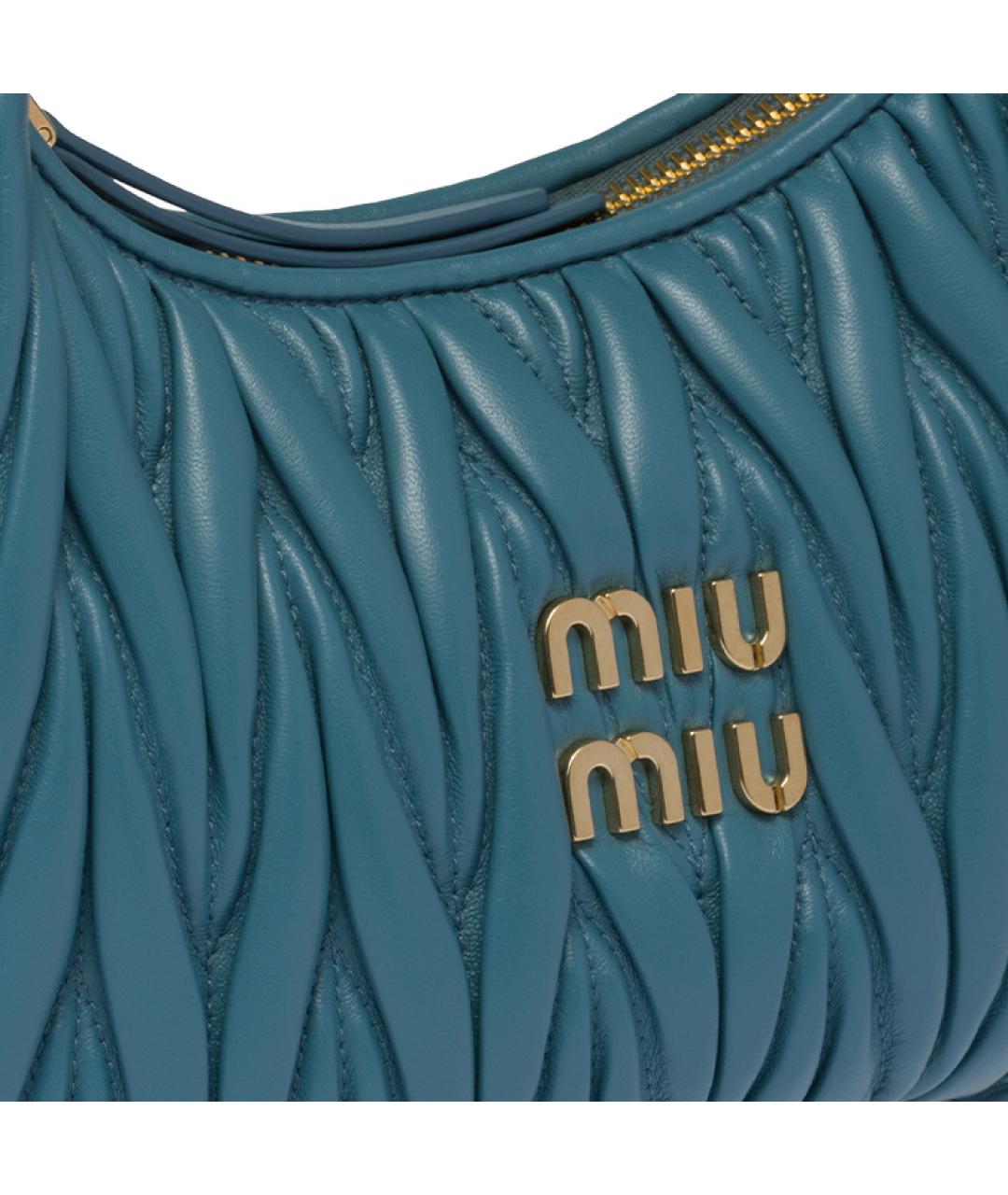 MIU MIU Бирюзовая кожаная сумка через плечо, фото 4