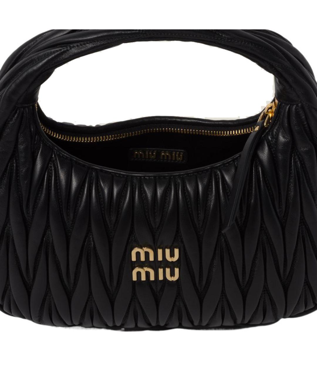 MIU MIU Черная кожаная сумка через плечо, фото 5