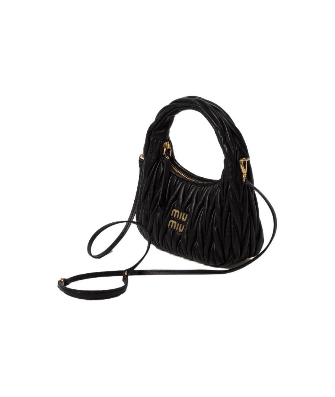 MIU MIU Черная кожаная сумка через плечо, фото 2