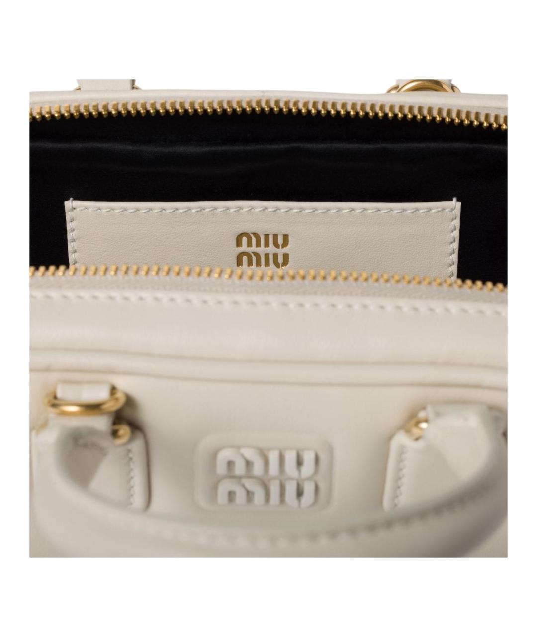 MIU MIU Бежевая кожаная сумка через плечо, фото 4