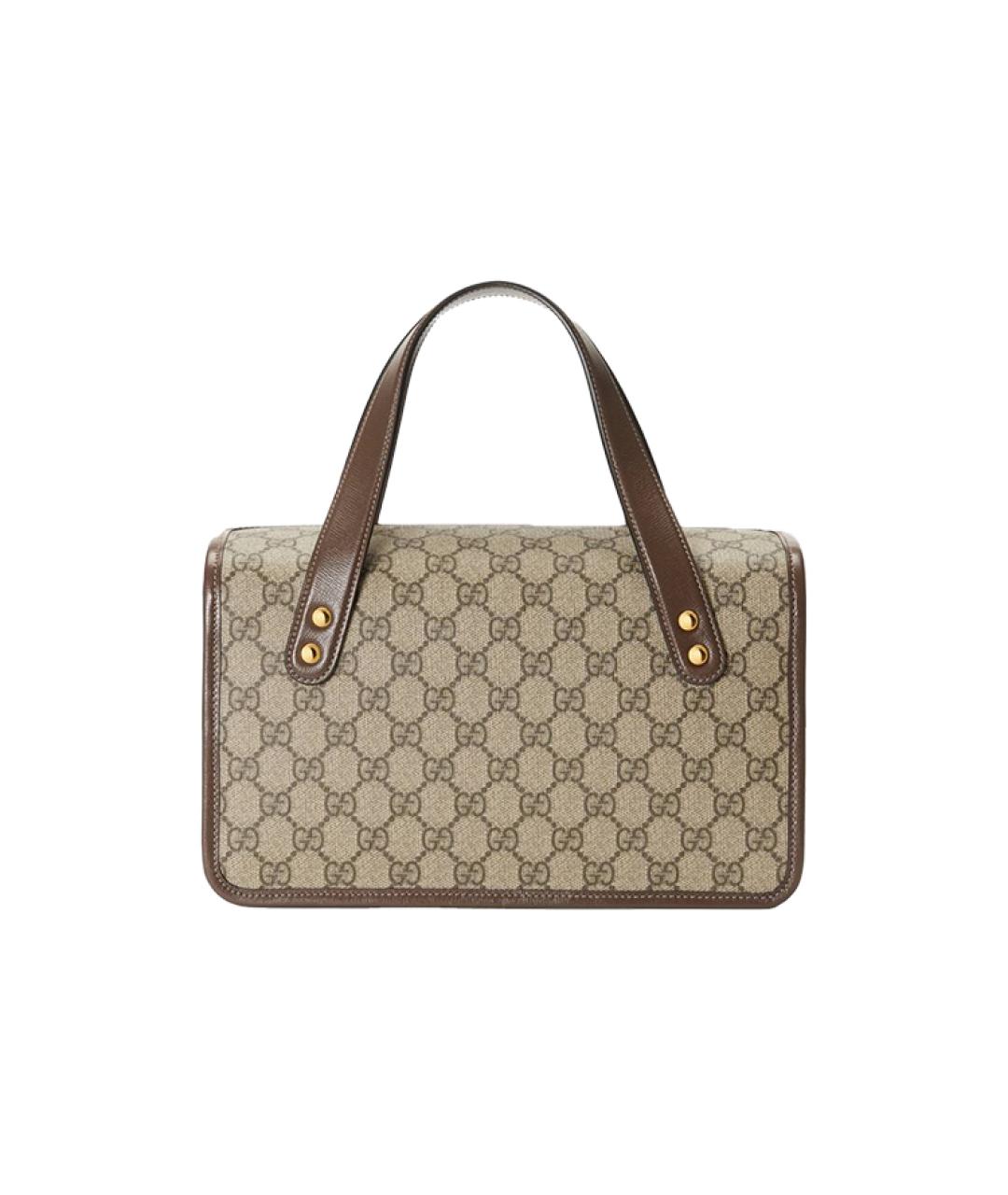 GUCCI Бежевая тканевая сумка с короткими ручками, фото 3