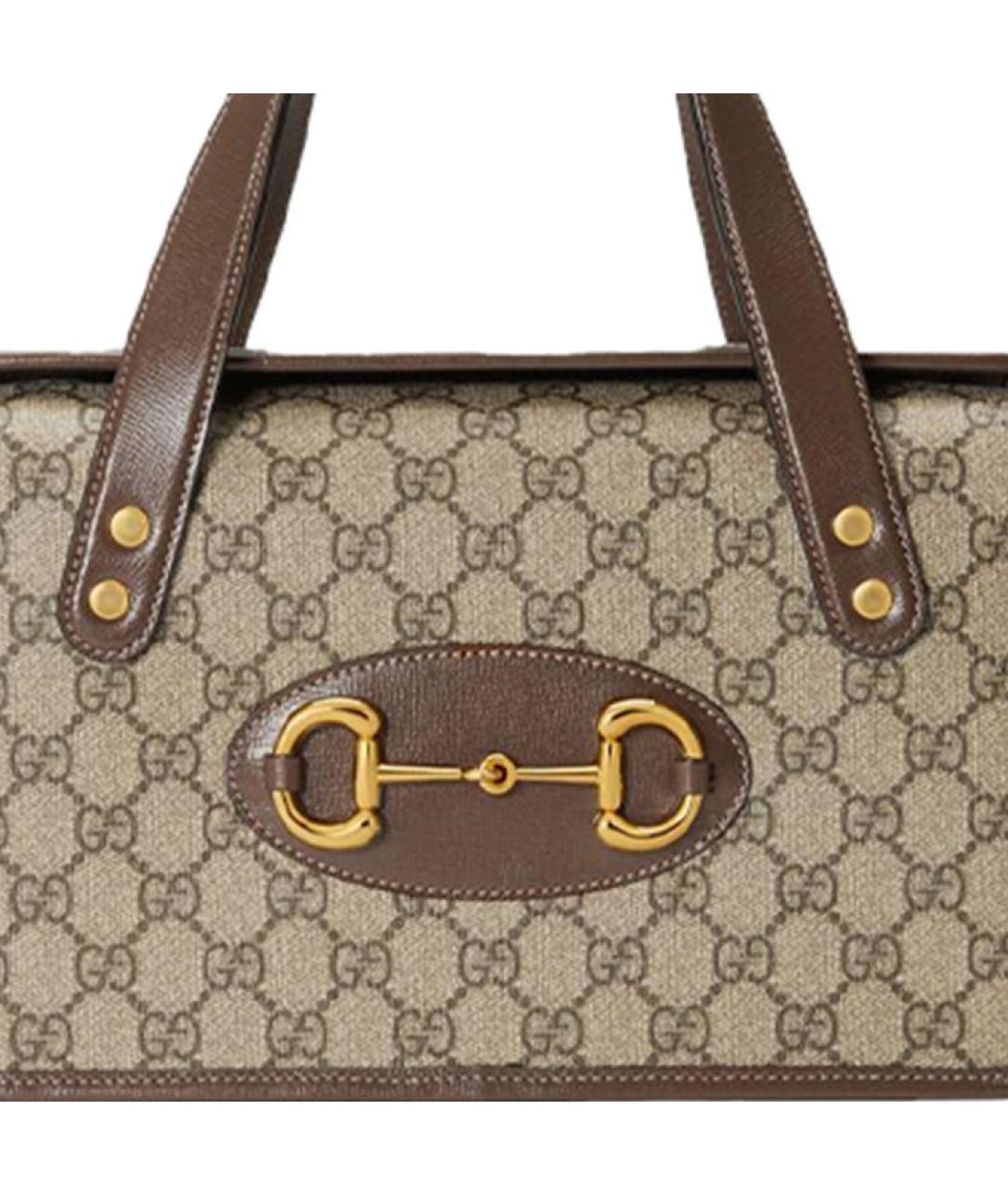 GUCCI Бежевая тканевая сумка с короткими ручками, фото 6