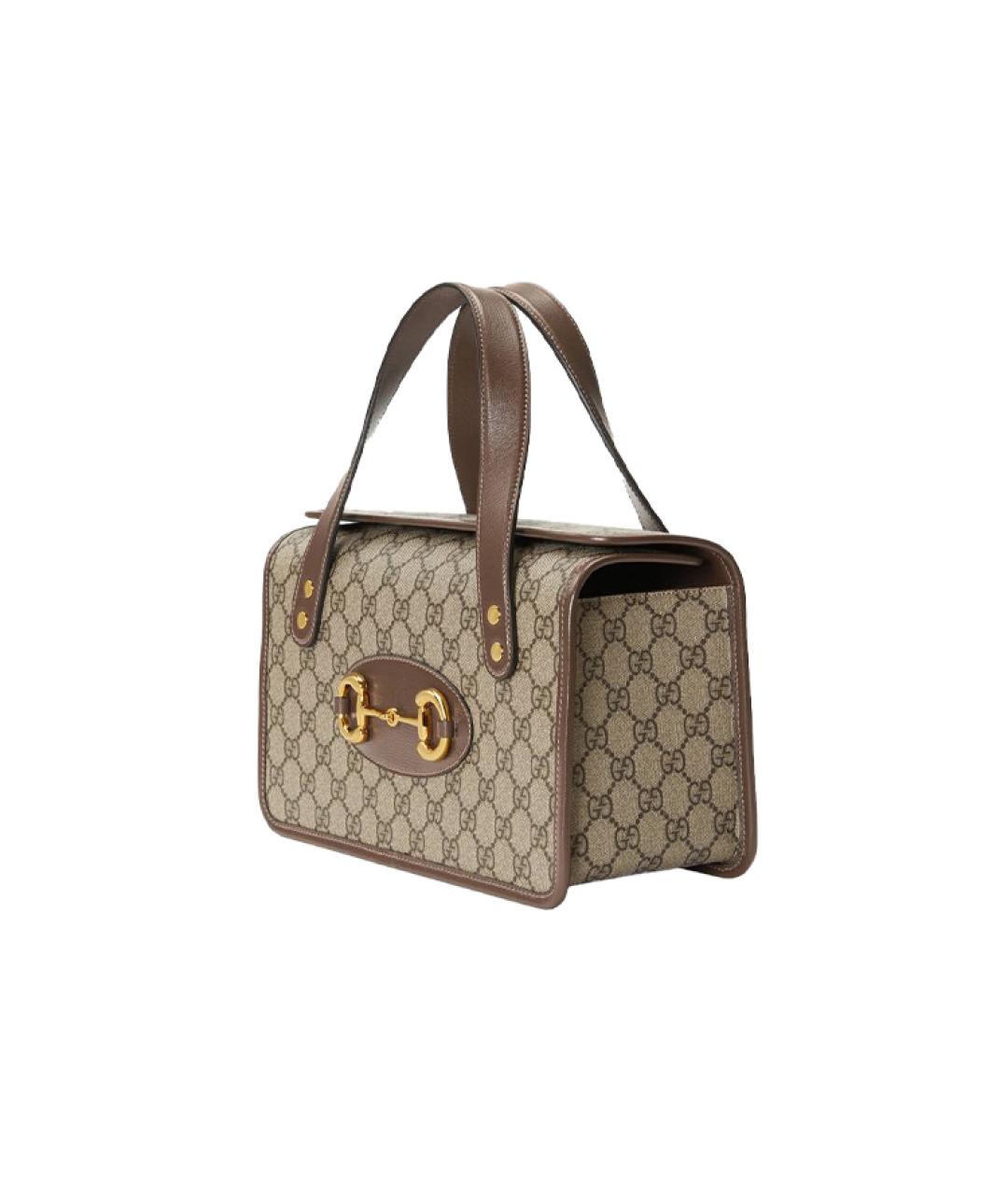 GUCCI Бежевая тканевая сумка с короткими ручками, фото 2