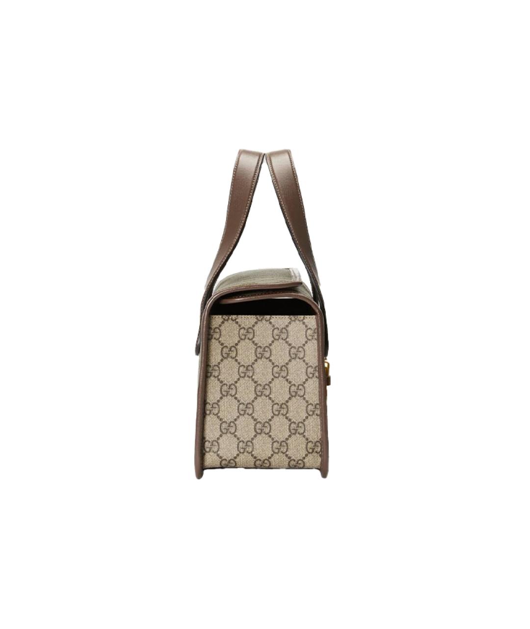 GUCCI Бежевая тканевая сумка с короткими ручками, фото 4