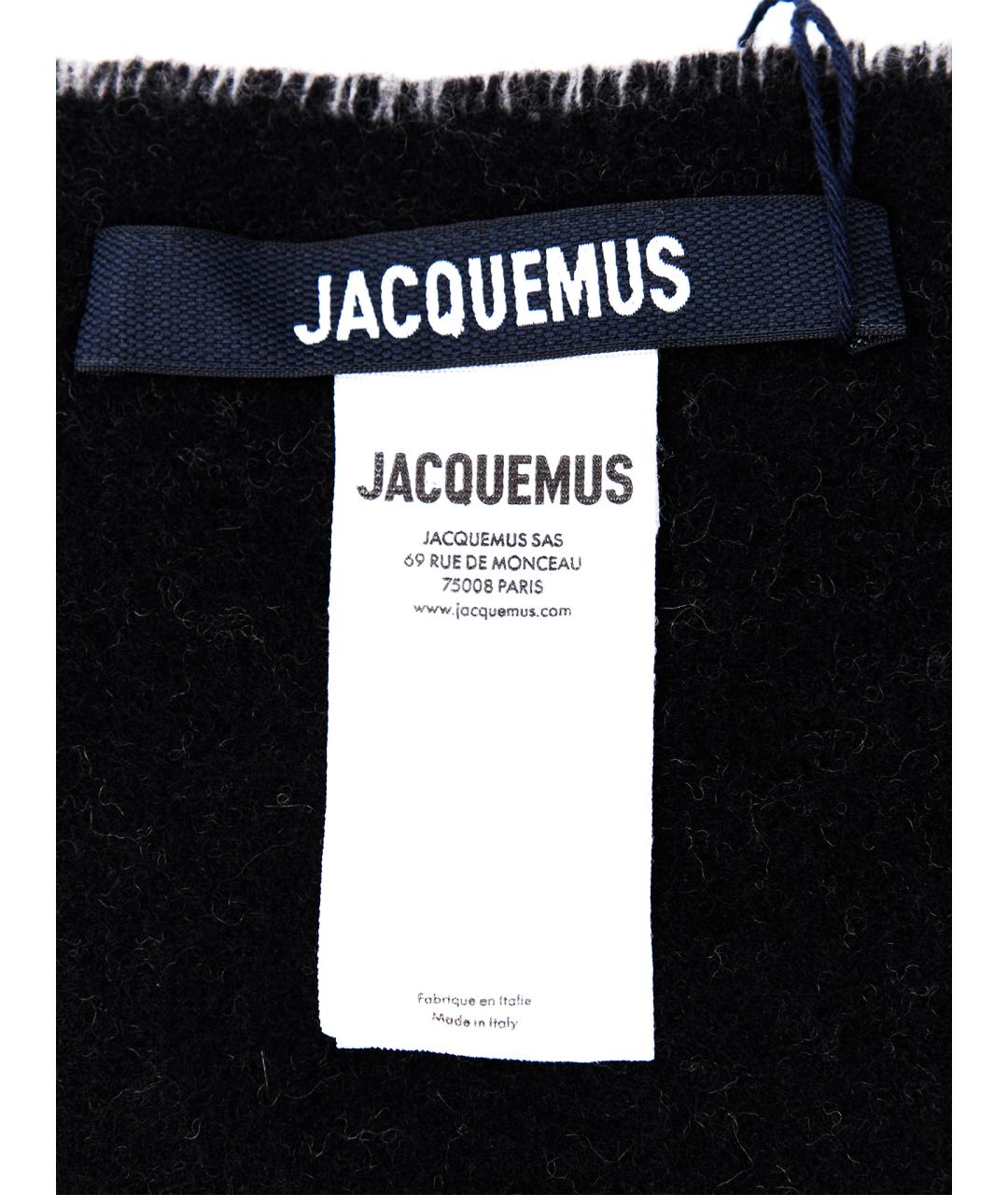 JACQUEMUS Черный шерстяной шарф, фото 4