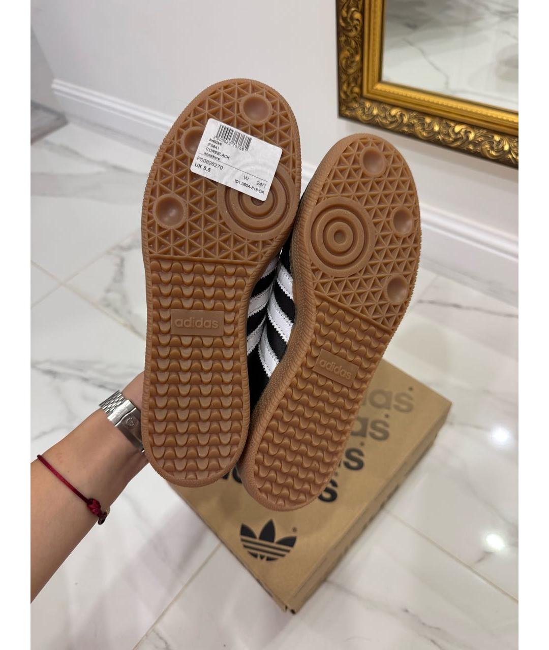 ADIDAS Черные кожаные кроссовки, фото 6